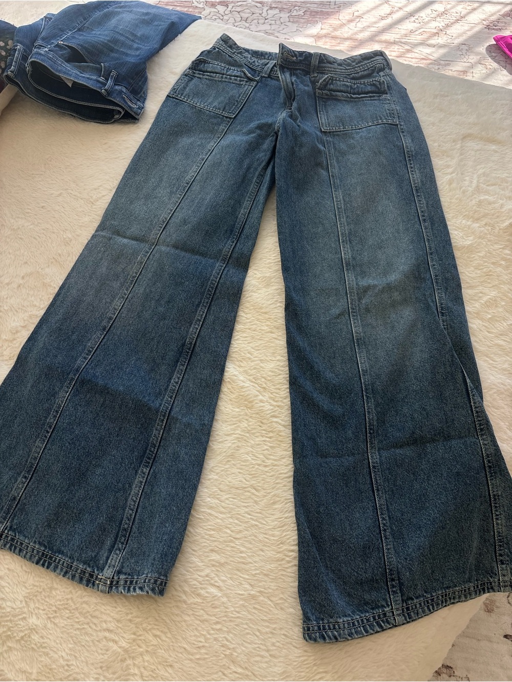 H&M Wide-Leg Dark Denim Jeans